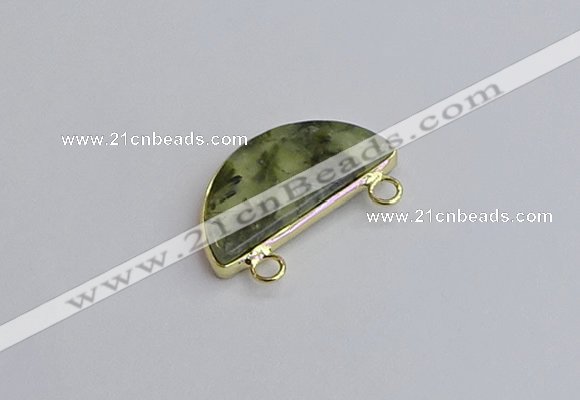 NGC5904 13*26mm moon green qutilated quartz connectors wholesale