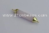 NGC5942 8*40mm tube rose quartz connectors wholesale