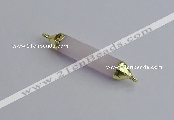 NGC5942 8*40mm tube rose quartz connectors wholesale