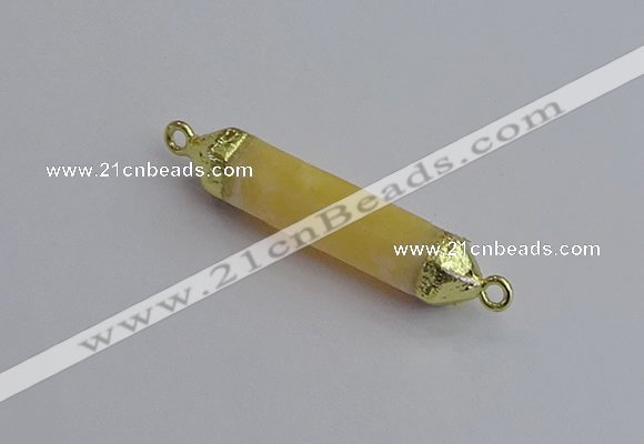 NGC5947 8*40mm tube yellow lace calcite connectors wholesale