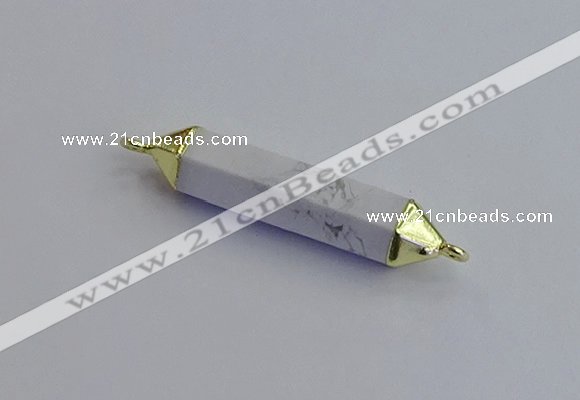 NGC5951 8*40mm tube white howlite connectors wholesale