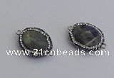 NGC5960 18*22mm faceted oval labradorite connectors wholesale