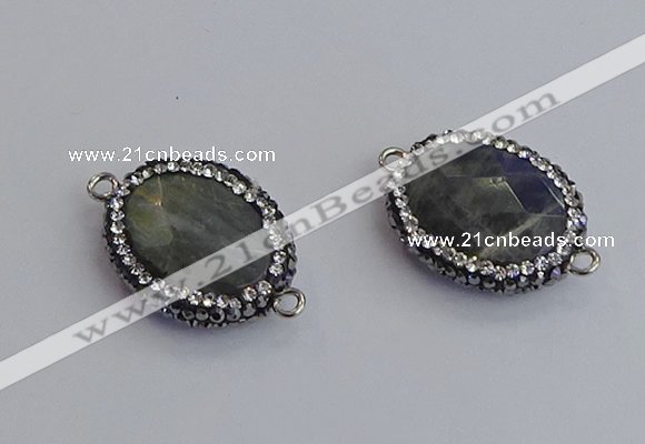 NGC5960 18*22mm faceted oval labradorite connectors wholesale