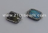 NGC5961 18*22mm faceted rectangle labradorite connectors wholesale