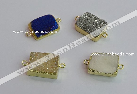 NGC5979 15*20mm rectangle plated druzy agate connectors wholesale