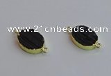 NGC5983 15*20mm oval black tourmaline connectors wholesale