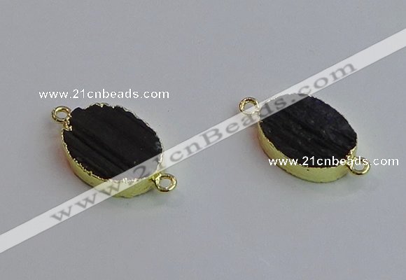 NGC5983 15*20mm oval black tourmaline connectors wholesale