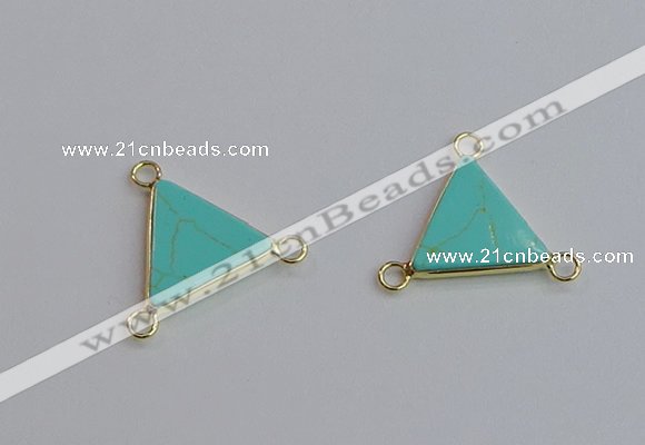 NGC5986 15*16mm triangle white howlite turquoise connectors