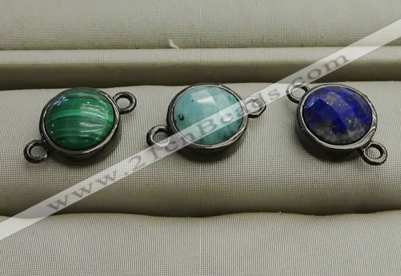 NGC5990 12mm coin mixed gemstone connectors wholesale