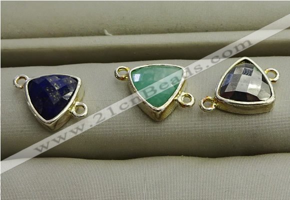 NGC5996 11*11mm triangle mixed gemstone connectors wholesale