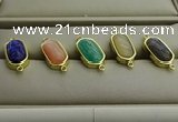 NGC5998 10*16mm oval mixed gemstone connectors wholesale