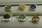 NGC6000 12mm coin plated druzy agate connectors wholesale