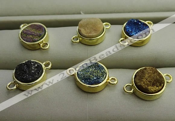 NGC6000 12mm coin plated druzy agate connectors wholesale