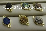 NGC6001 10*14mm oval plated druzy agate connectors wholesale