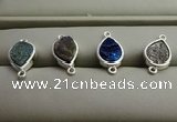 NGC6006 10*12mm flat teardrop plated druzy agate connectors wholesale