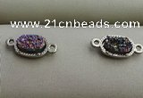 NGC6012 5*8mm oval plated druzy agate connectors wholesale