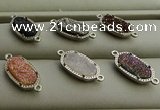 NGC6015 5*8mm oval plated druzy agate connectors wholesale