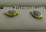 NGC6019 5*8mm oval plated druzy agate connectors wholesale