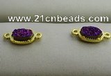 NGC6022 5*8mm oval plated druzy agate connectors wholesale