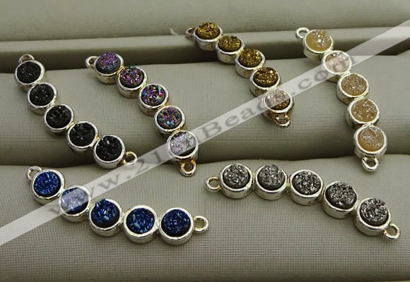 NGC6030 6*30mm plated druzy agate connectors wholesale