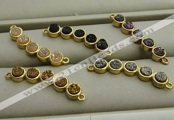 NGC6031 6*30mm plated druzy agate connectors wholesale