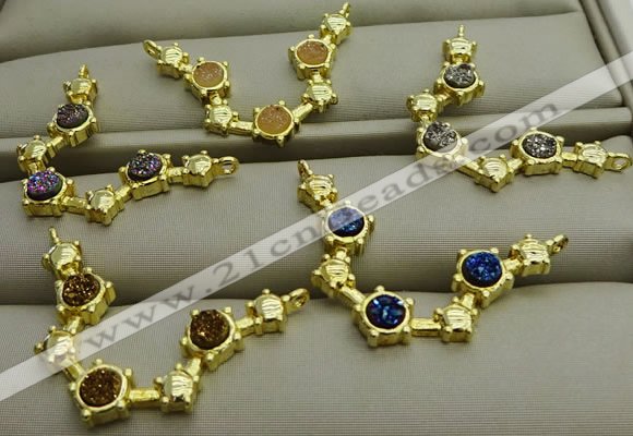 NGC6039 25*35mm plated druzy agate connectors wholesale