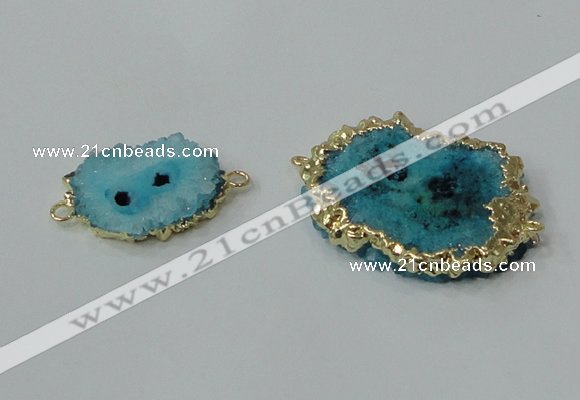 NGC604 15*20mm - 30*35mm freeform druzy agate connectors wholesale