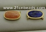 NGC6042 10*16mm oval mixed gemstone connectors wholesale