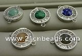 NGC6044 16mm coin mixed gemstone connectors wholesale