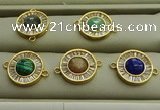 NGC6045 16mm coin mixed gemstone connectors wholesale