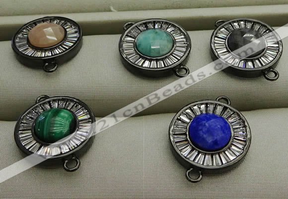 NGC6046 16mm coin mixed gemstone connectors wholesale