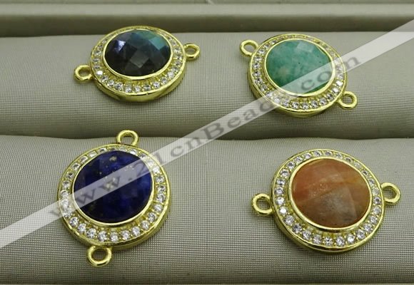 NGC6049 15mm coin mixed gemstone connectors wholesale