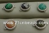 NGC6051 11mm coin mixed gemstone connectors wholesale