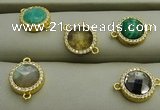 NGC6052 11mm coin mixed gemstone connectors wholesale