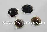 NGC61 30mm - 40mm flat round agate connectors wholesale