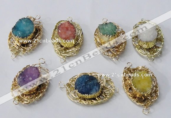 NGC615 22*30mm - 25*35mm freeform druzy agate connectors wholesale