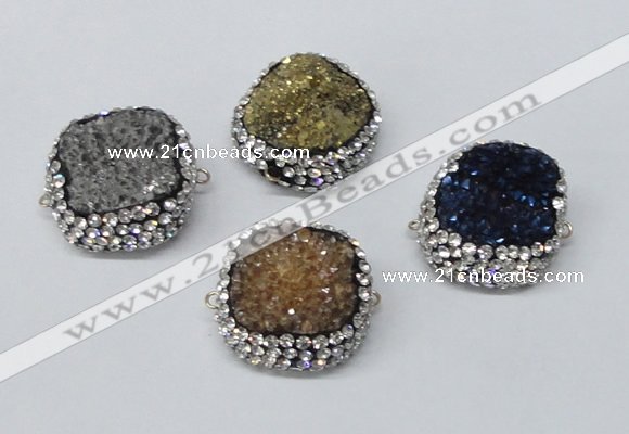 NGC634 24*25mm - 26*28mm freeform plated druzy agate connectors