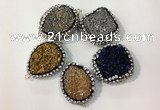 NGC638 20*28mm - 25*30mm freeform plated druzy agate connectors