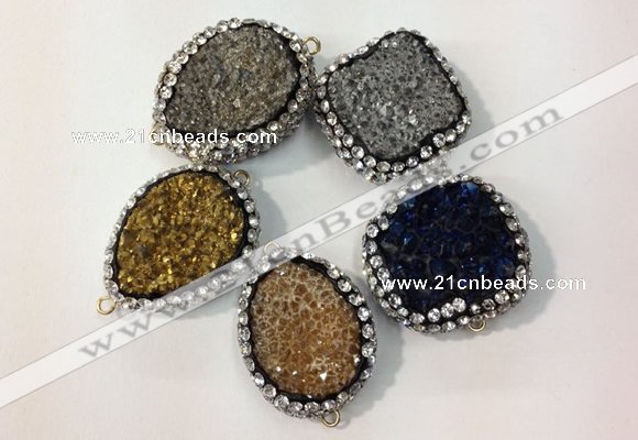 NGC638 20*28mm - 25*30mm freeform plated druzy agate connectors