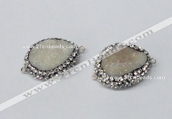 NGC639 20*28mm - 25*30mm freeform plated druzy agate connectors