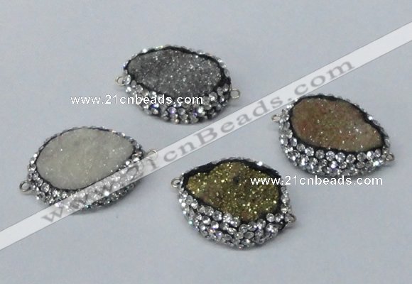 NGC640 20*28mm - 25*30mm freeform plated druzy agate connectors