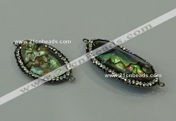 NGC6513 18*25mm - 20*35mm freeform abalone shell connectors