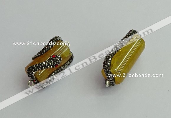 NGC6521 12*25mm tube agate gemstone connectors wholesale