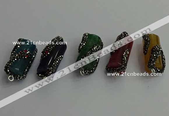 NGC6527 12*25mm tube agate gemstone connectors wholesale