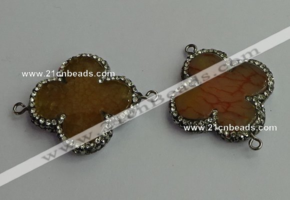 NGC6539 35*35mm flower agate gemstone connectors wholesale