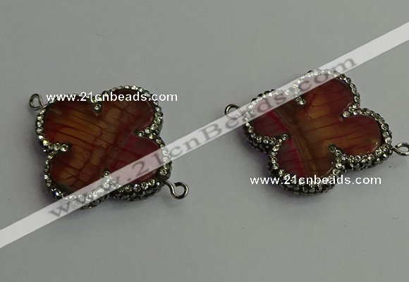 NGC6541 35*35mm flower agate gemstone connectors wholesale