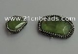 NGC6548 18*25mm - 25*30mm freeform green rutilated quartz connectors