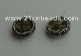 NGC6580 18mm - 20mm flat round smoky quartz connectors wholesale