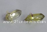 NGC666 10*35mm - 15*40mm faceted nuggets lemon quartz connectors