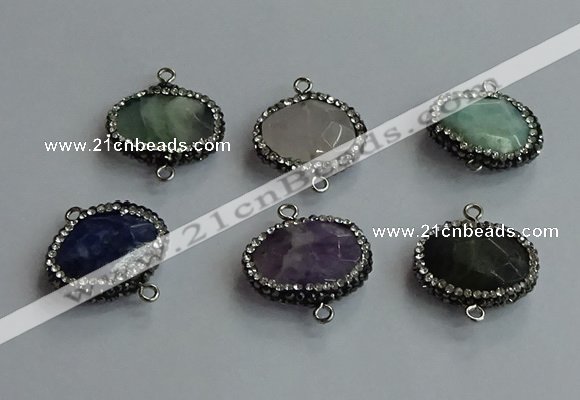 NGC6665 18*25mm faceted freeform mixed gemstone connectors